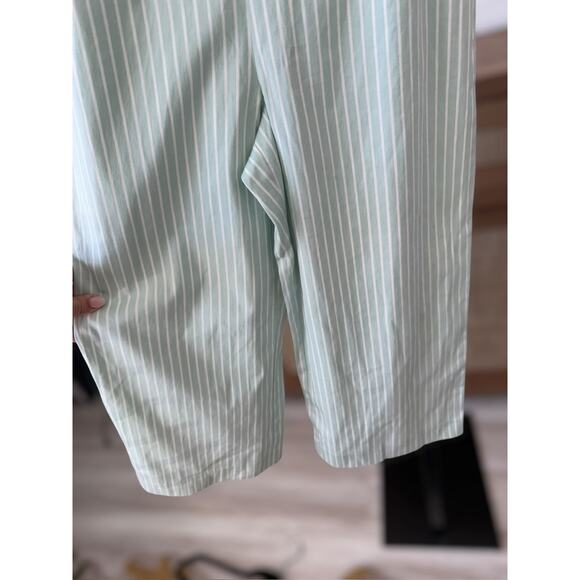 Gianni Bini Mint Green and White Vera Striped Cropped Wide Leg Jumpsuit Size 6 - Picture 4 of 6